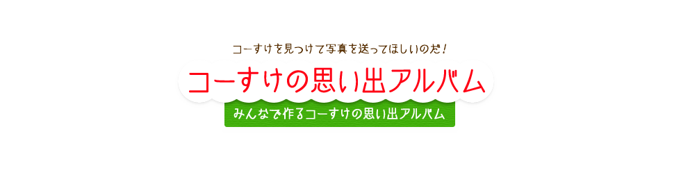 ボクを見つけて写真を送ってほしいのだ！　コーすけの思い出アルバム　みんなで作るコーすけの思い出アルバム